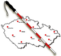 mapa R s vyznaenm krajskch stedisek Tyfloservisu